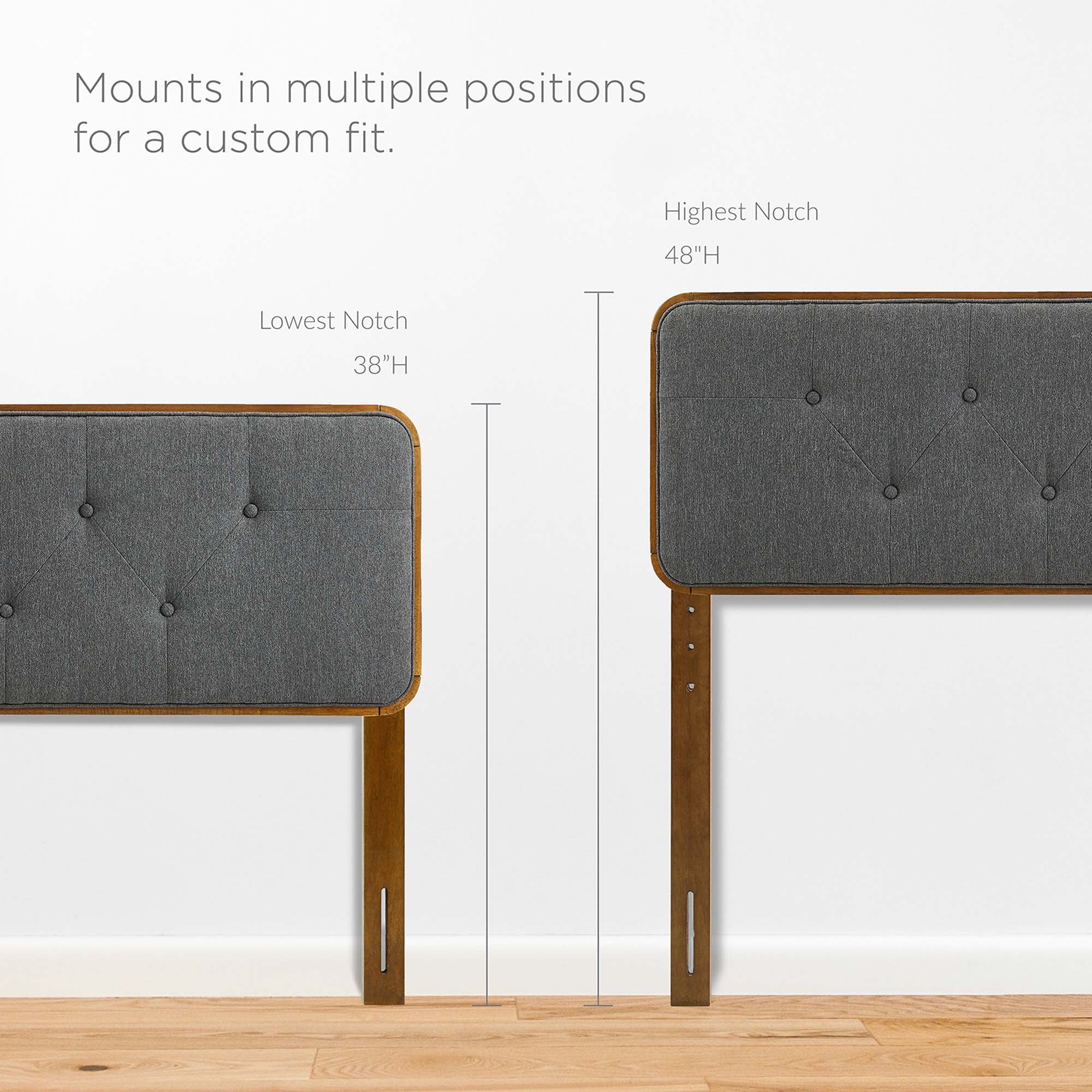 Collins Tufted Fabric and Wood Queen Headboard - Walnut Charcoal