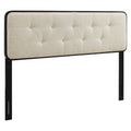 Collins Tufted Fabric and Wood King Headboard - Black Beige