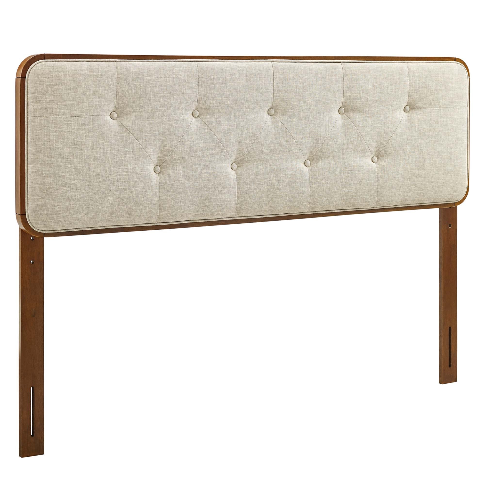Collins Tufted Fabric and Wood King Headboard - Walnut Beige