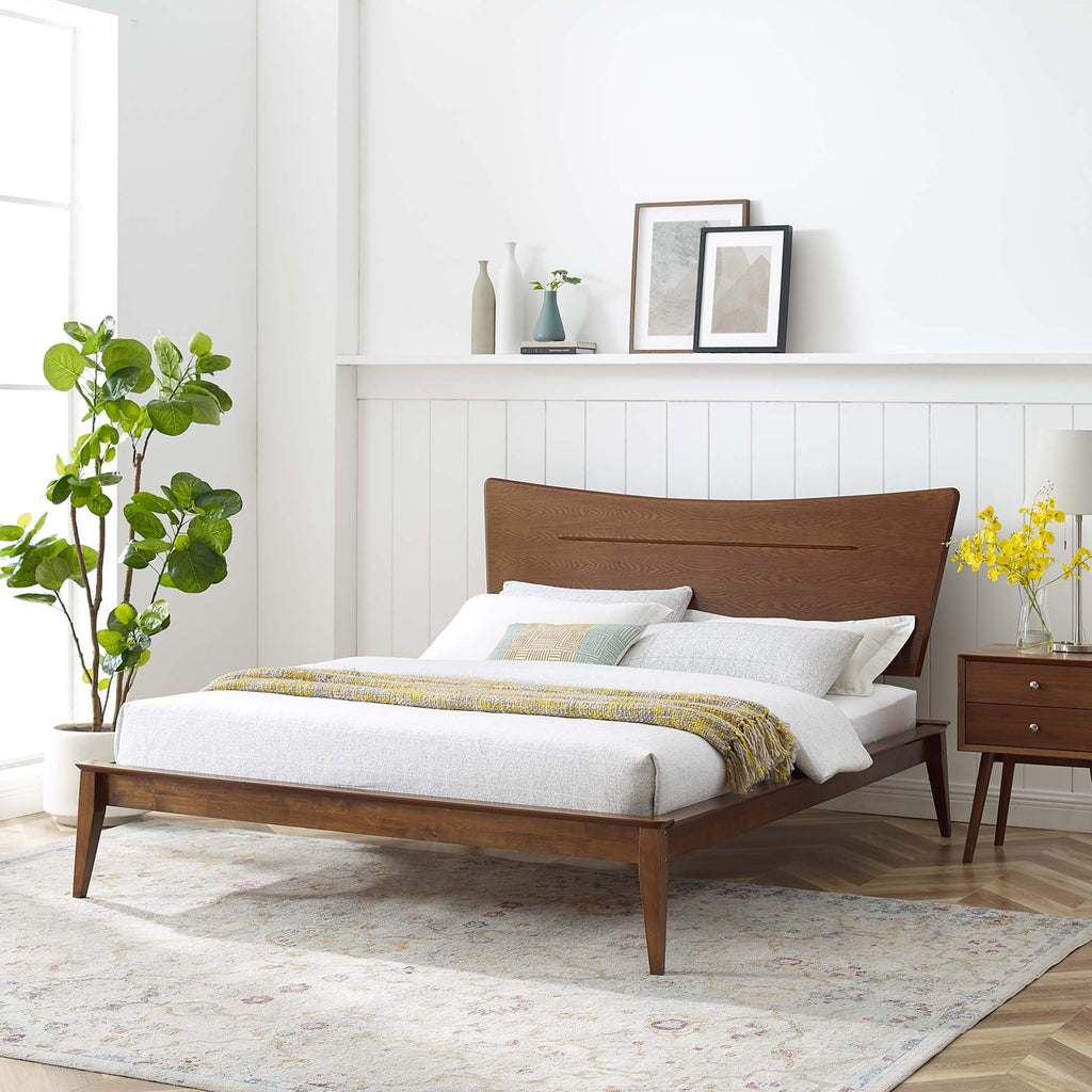 Astra Wood Queen Platform Bed - Walnut