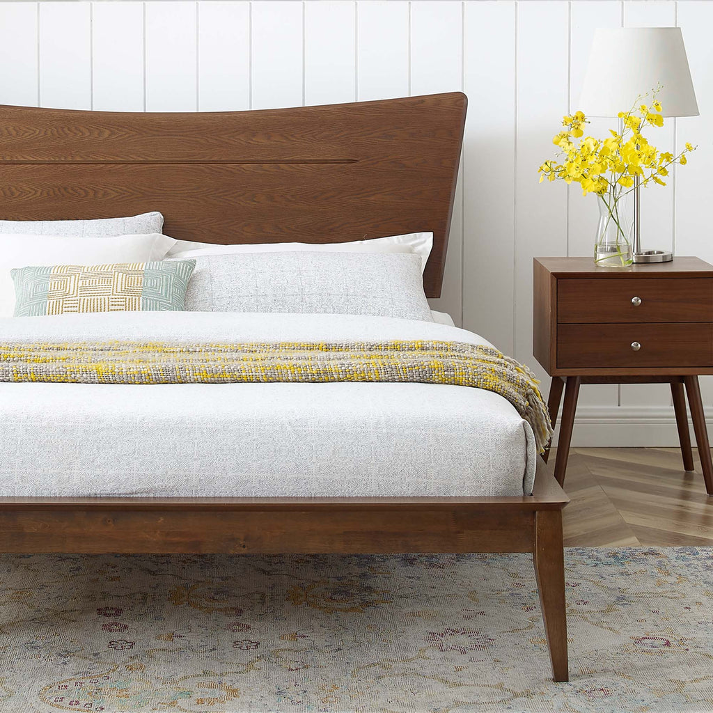 Astra Wood King Platform Bed - Walnut