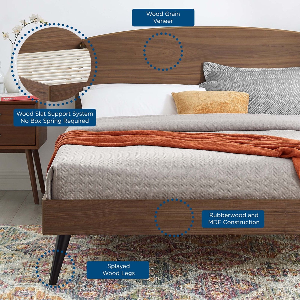 Bronwen Wood Queen Platform Bed - Walnut