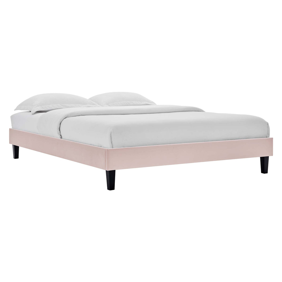 Reign Performance Velvet Twin Platform Bed Frame - Pink