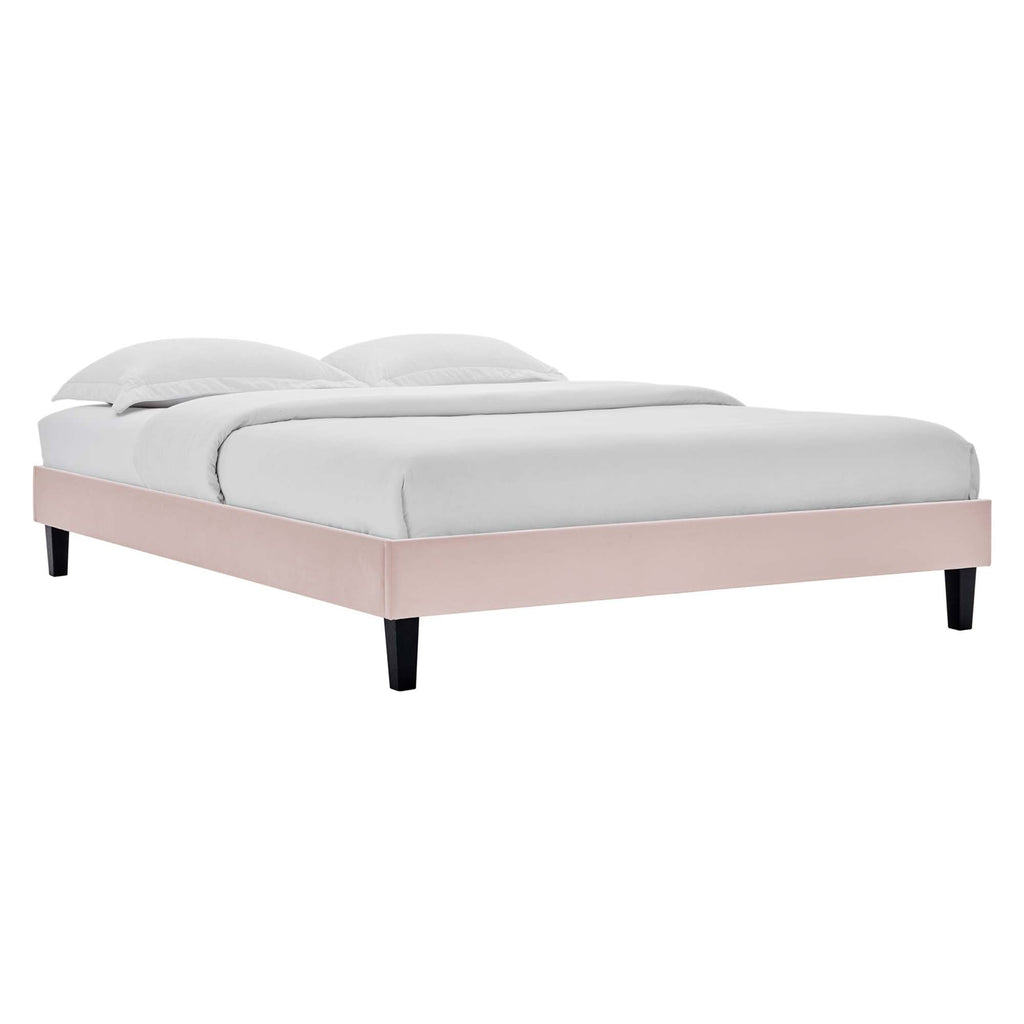 Reign Performance Velvet Platform Bed Frame - Pink — Pink Twin