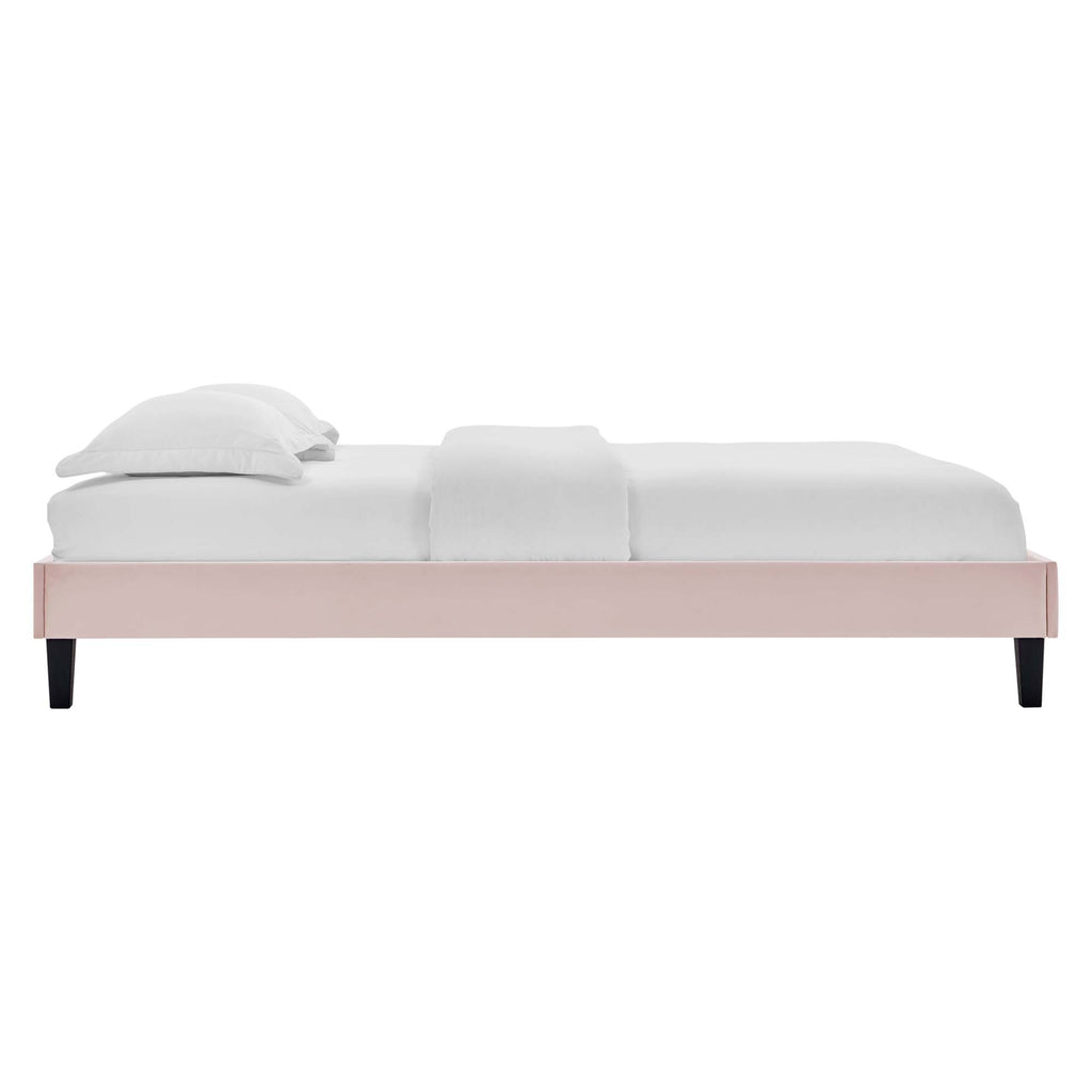 Reign Performance Velvet Twin Platform Bed Frame - Pink