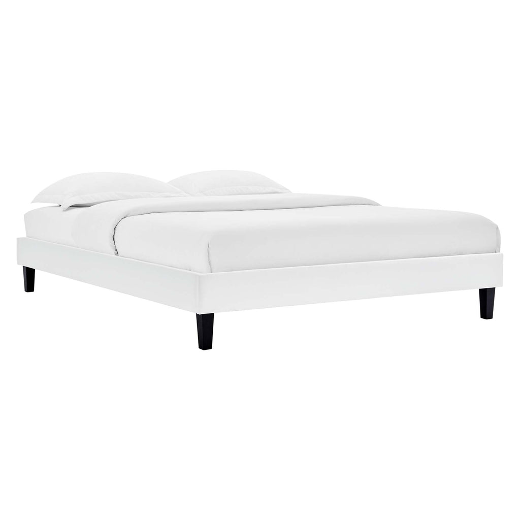 Reign Performance Velvet Twin Platform Bed Frame - White