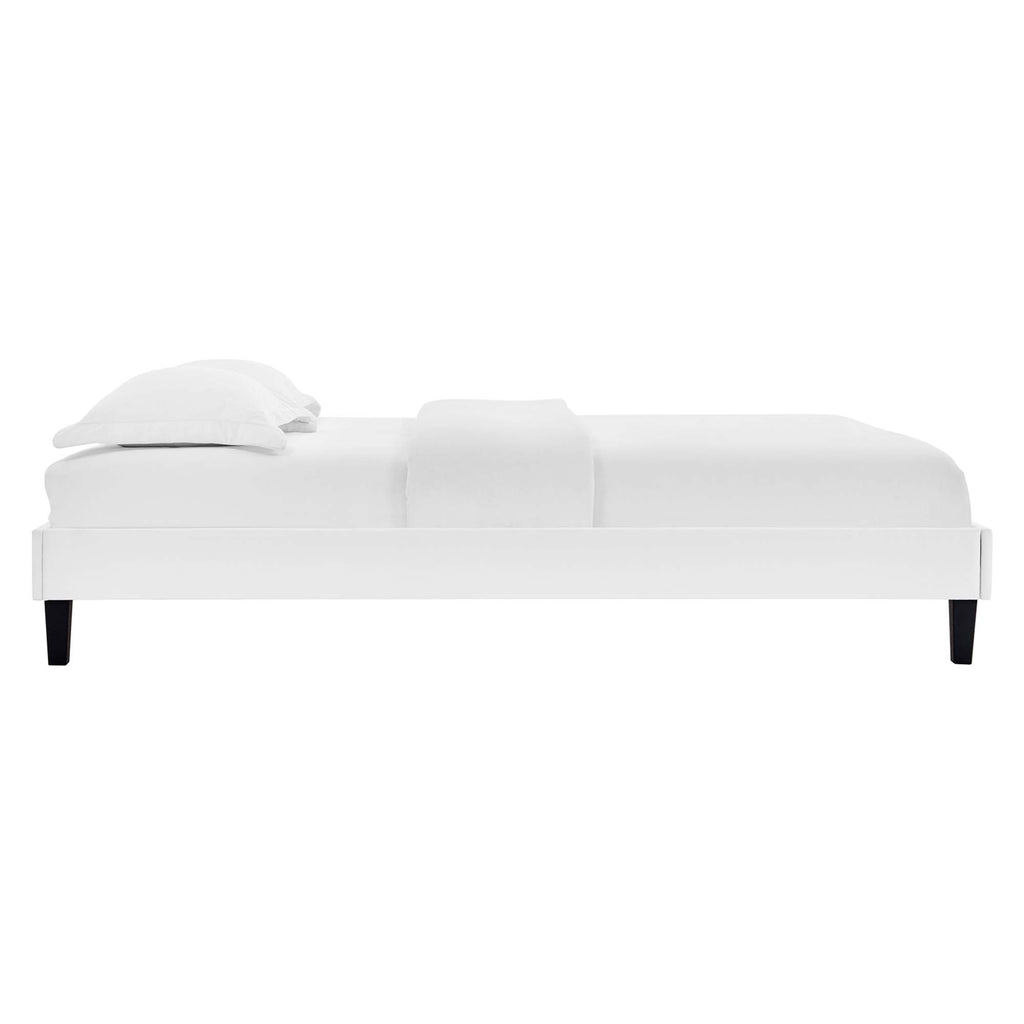 Gwyneth Tufted Performance Velvet Twin Platform Bed - White