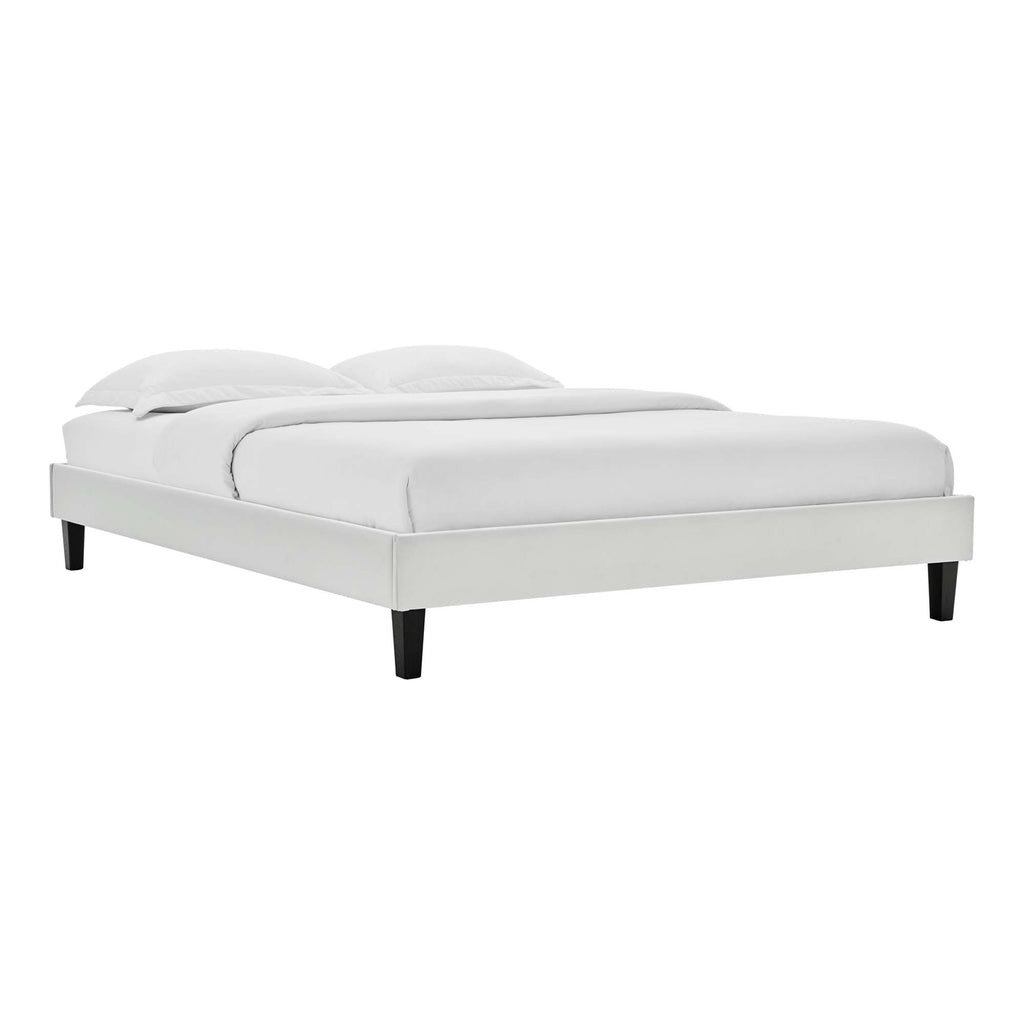 Reign Performance Velvet Full Platform Bed Frame - Light Gray