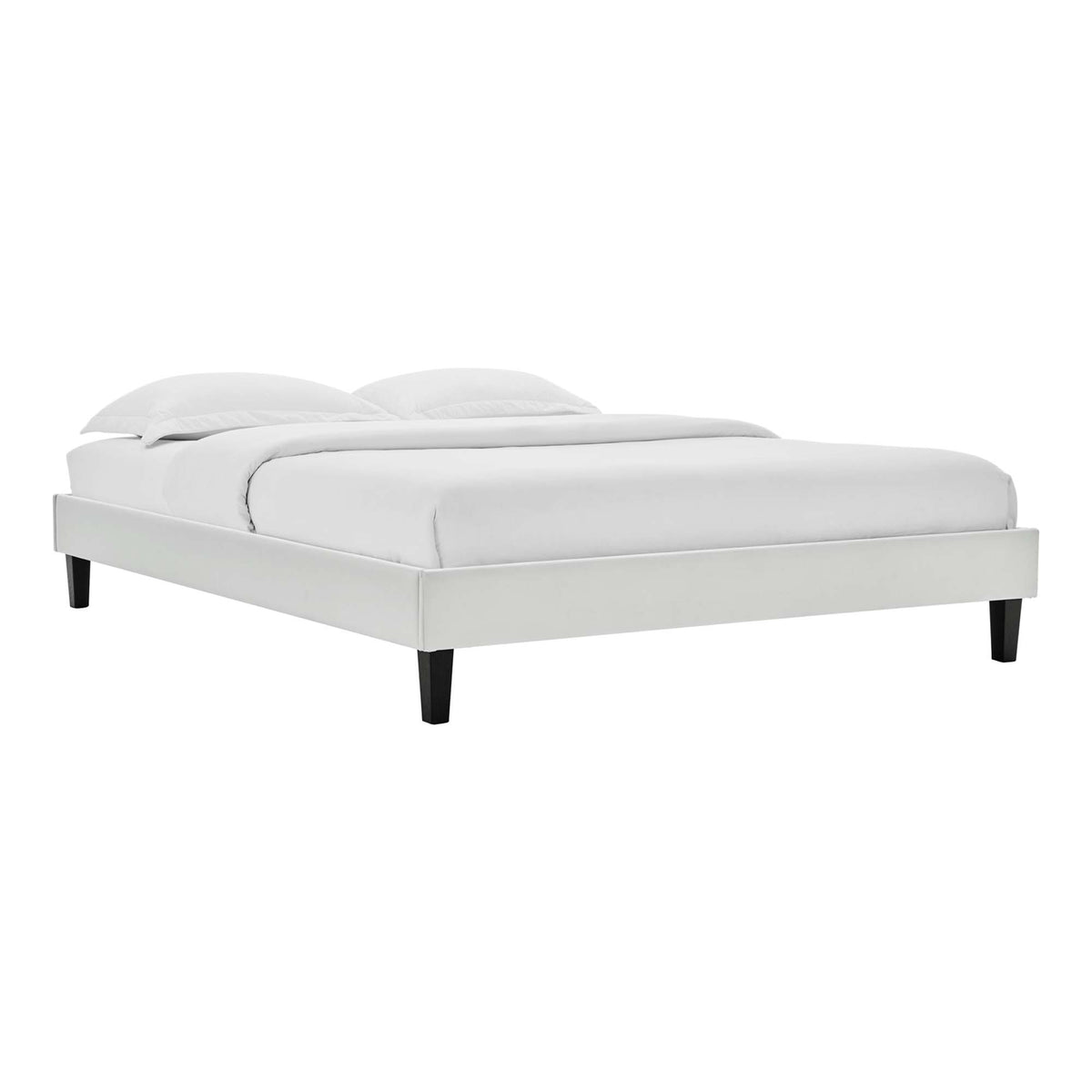 Reign Performance Velvet Full Platform Bed Frame - Light Gray