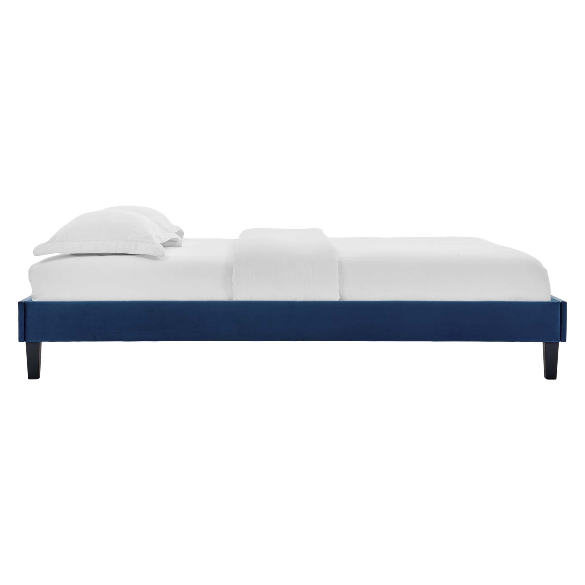 Reign Performance Velvet Full Platform Bed Frame - Navy