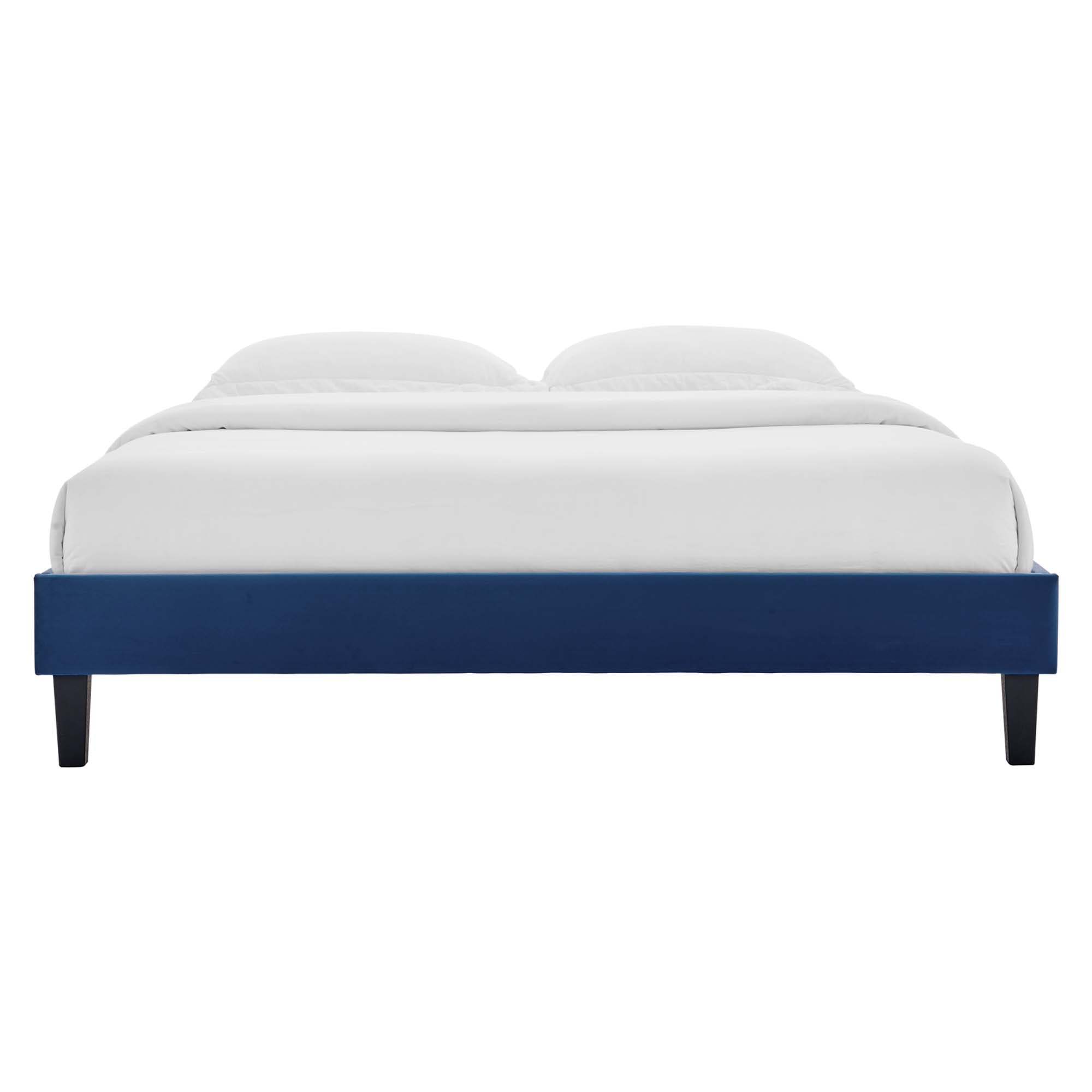 Reign Performance Velvet Full Platform Bed Frame - Navy