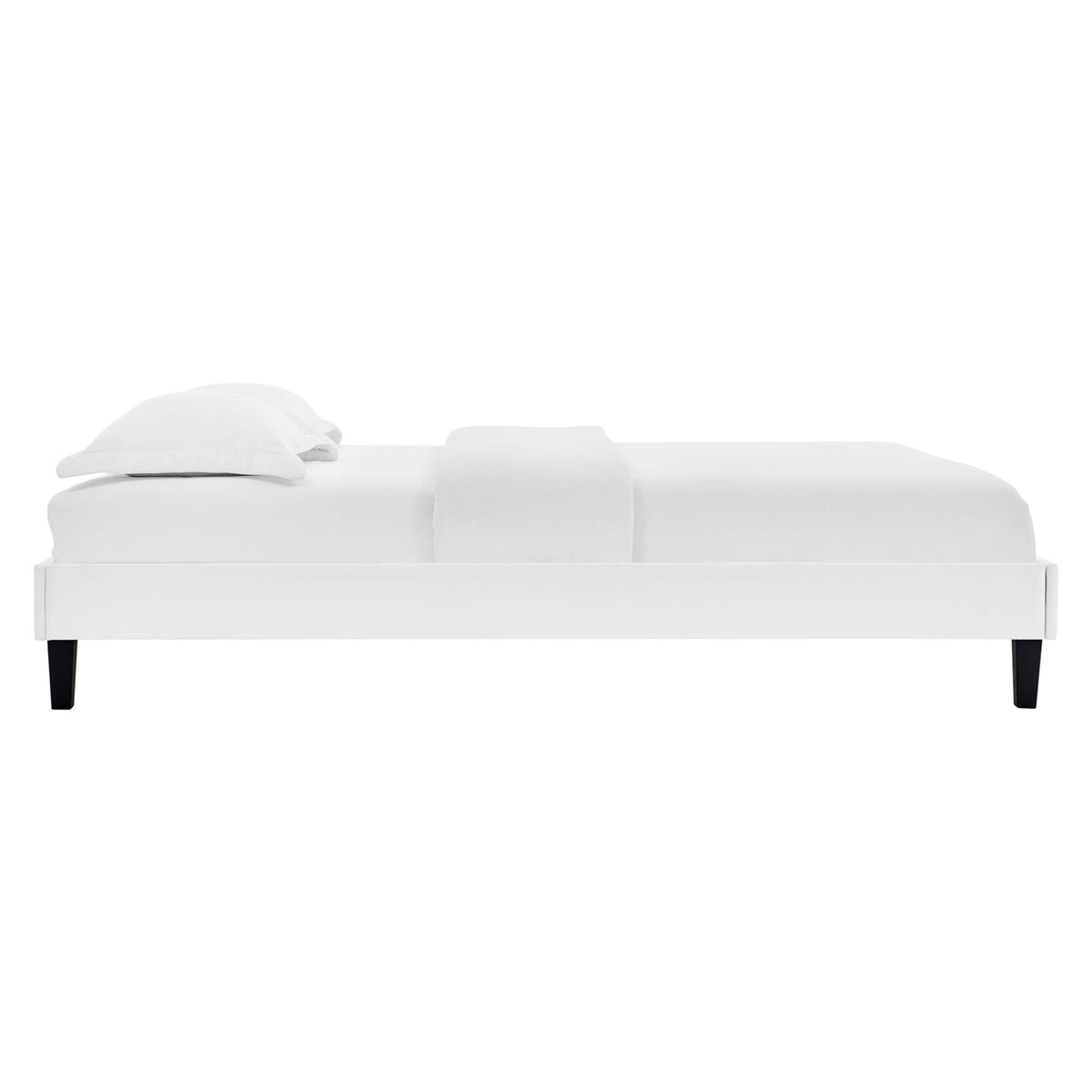 Alessi Tapered Wood Leg Performance Velvet Queen Platform Bed - White