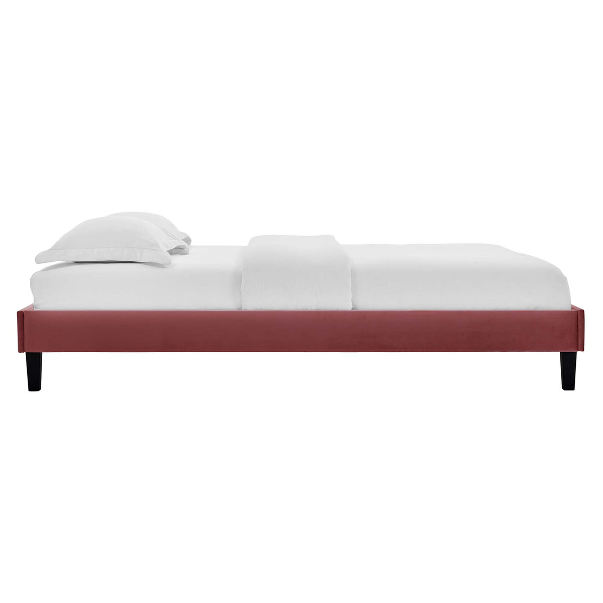 Reign Performance Velvet King Platform Bed Frame - Dusty Rose