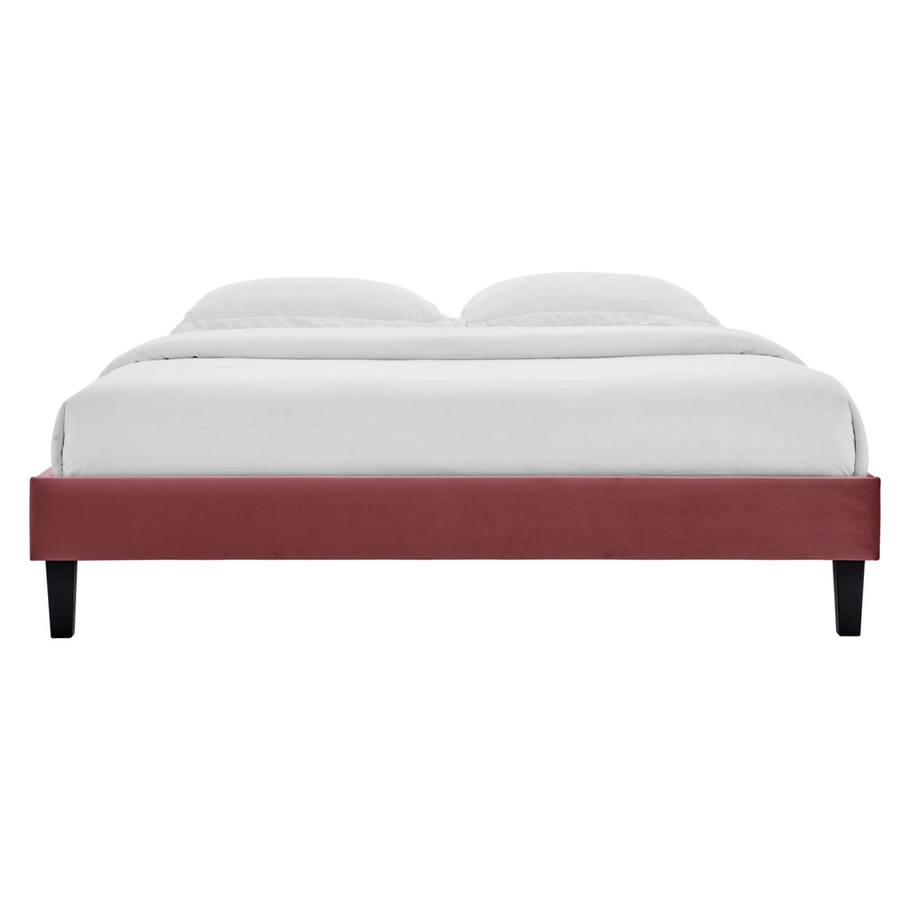 Reign Performance Velvet King Platform Bed Frame - Dusty Rose