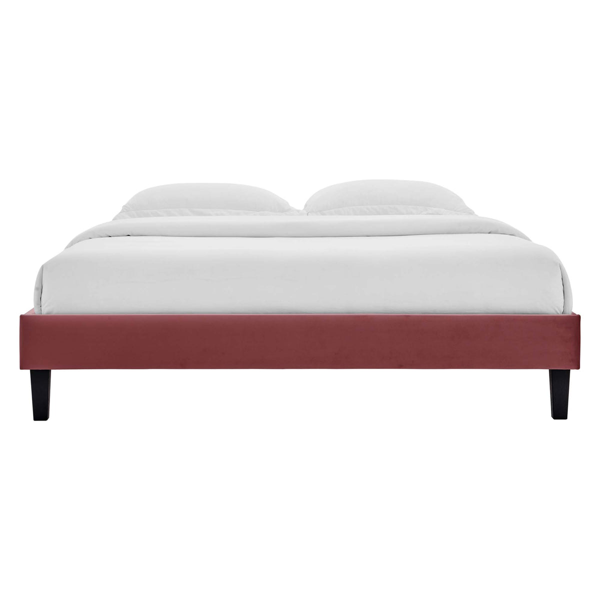 Reign Performance Velvet King Platform Bed Frame - Dusty Rose