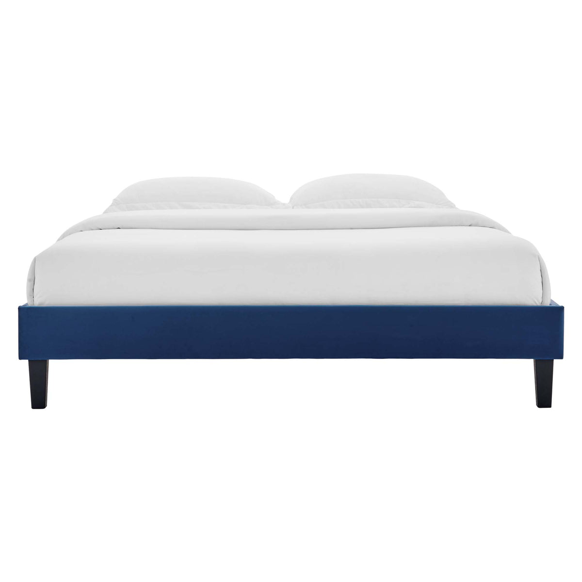 Reign Performance Velvet King Platform Bed Frame - Navy