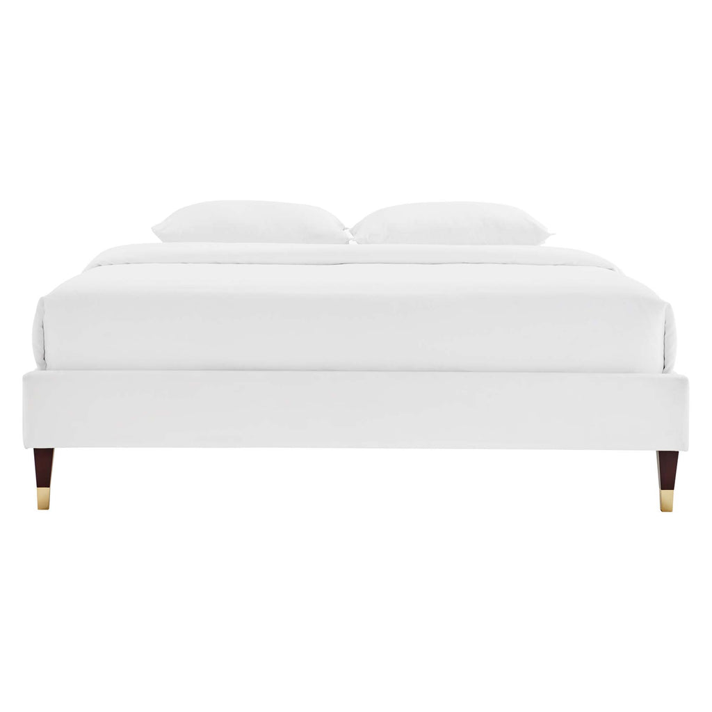Harlow Performance Velvet Full Platform Bed Frame - White