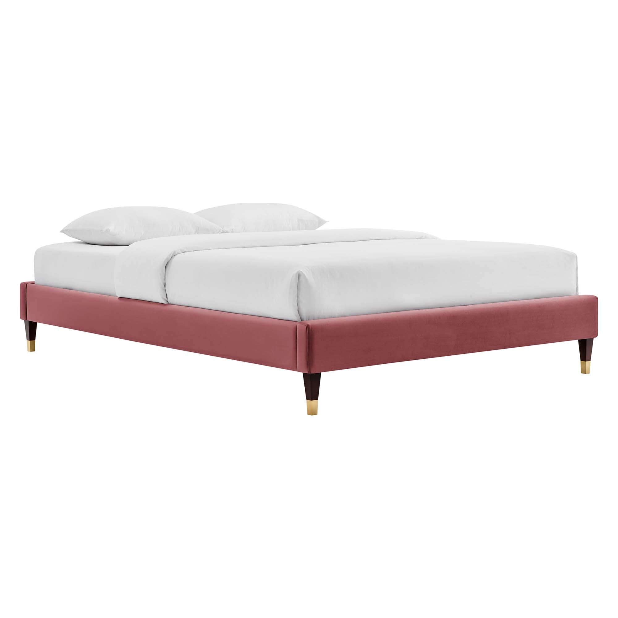 Current Performance Velvet Queen Platform Bed - Dusty Rose (MOD-6734-DUS)