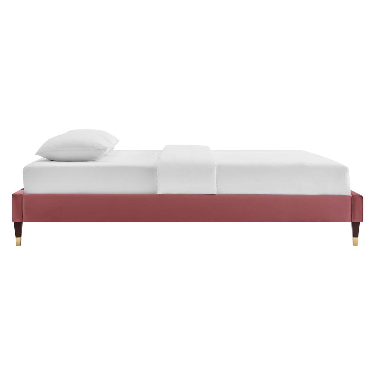 Current Performance Velvet Queen Platform Bed - Dusty Rose (MOD-6734-DUS)
