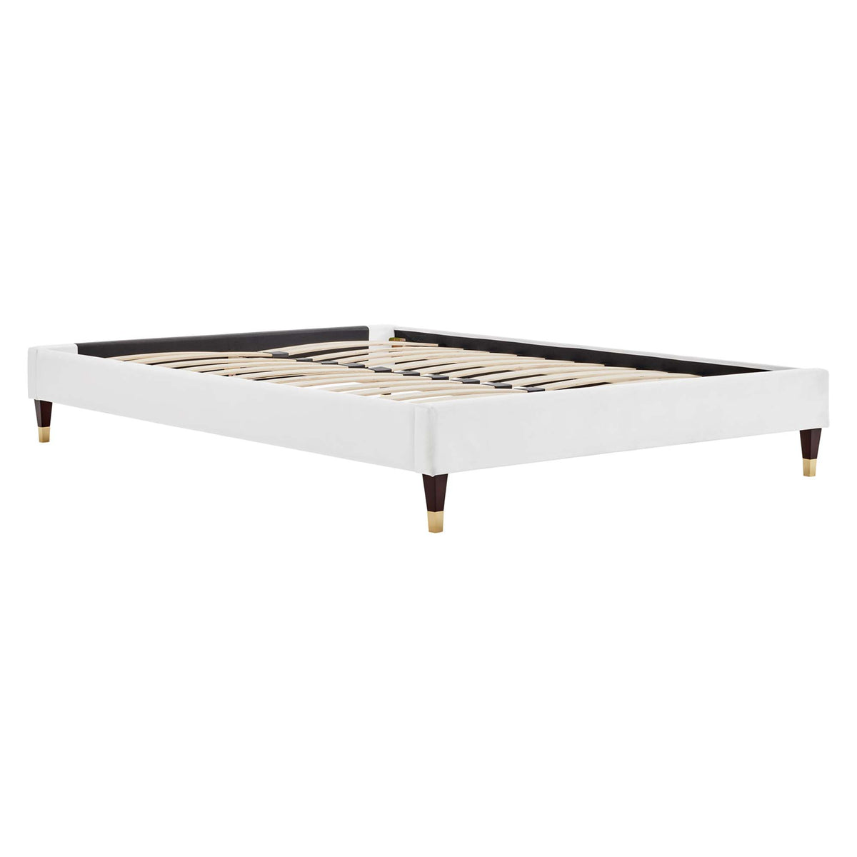 Harlow Performance Velvet Queen Platform Bed Frame - White