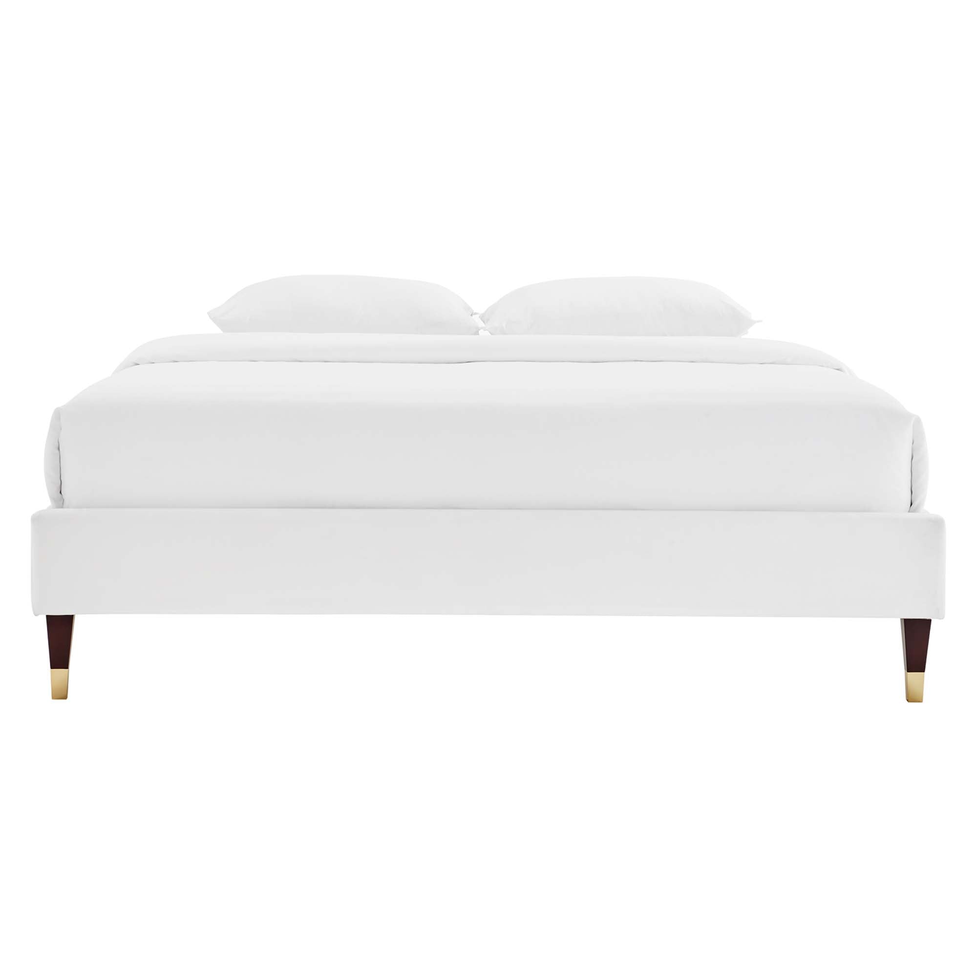 Current Performance Velvet Queen Platform Bed - White (MOD-6734-WHI)