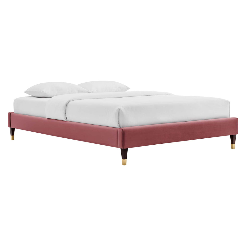 Harlow Performance Velvet King Platform Bed Frame - Dusty Rose