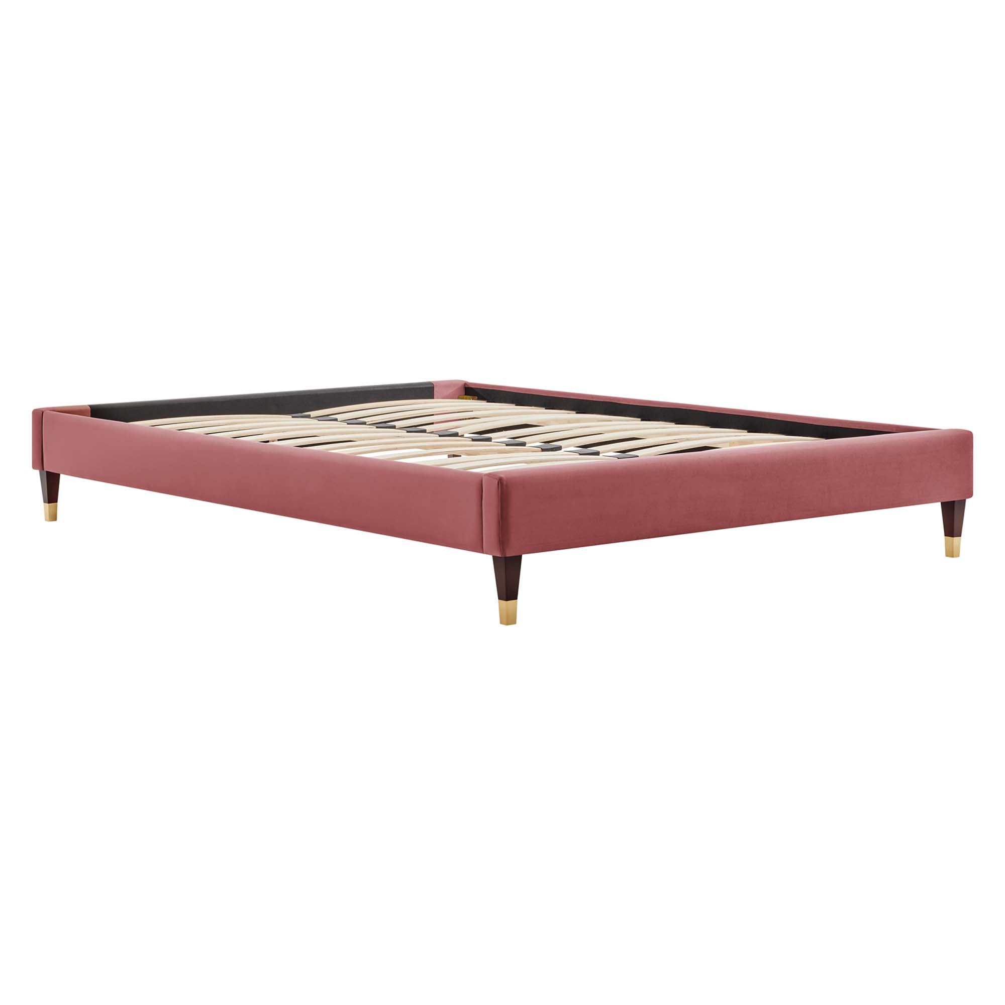Harlow Performance Velvet King Platform Bed Frame - Dusty Rose
