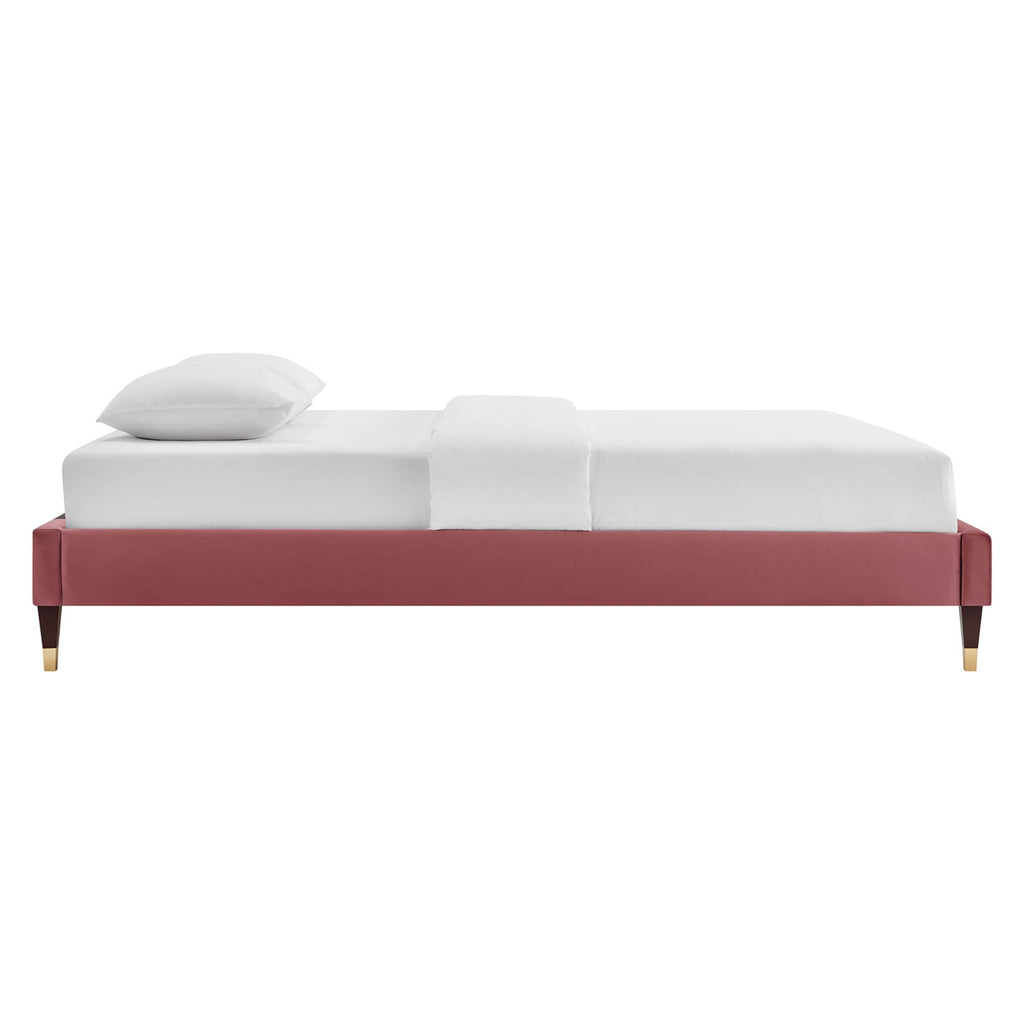 Harlow Performance Velvet King Platform Bed Frame - Dusty Rose
