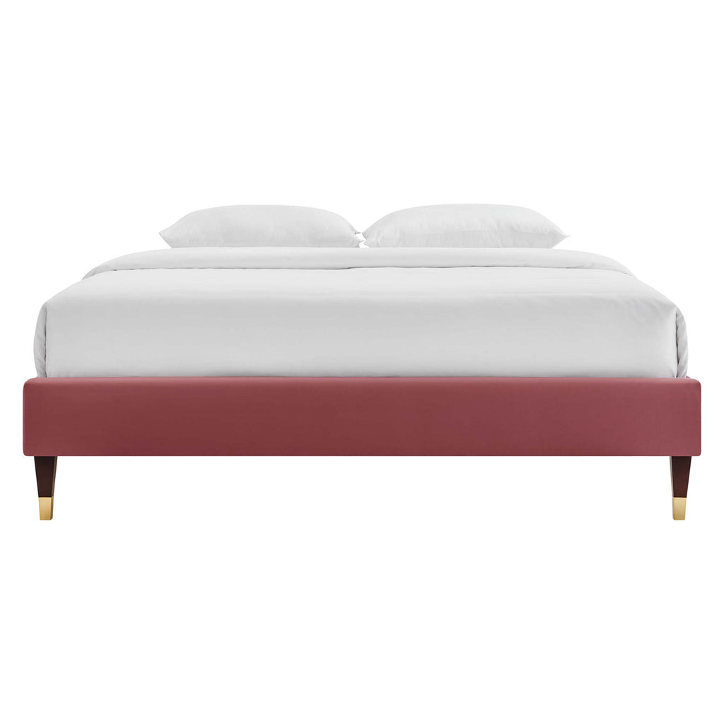 Harlow Performance Velvet King Platform Bed Frame - Dusty Rose