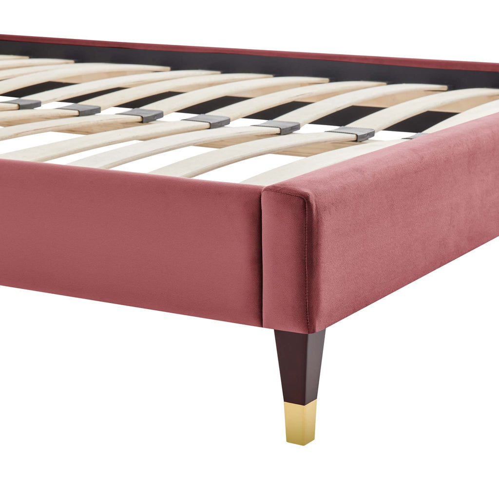 Harlow Performance Velvet King Platform Bed Frame - Dusty Rose