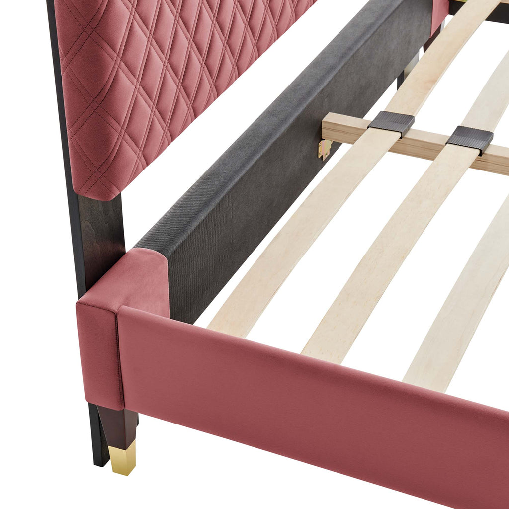 Harlow Performance Velvet King Platform Bed Frame - Dusty Rose