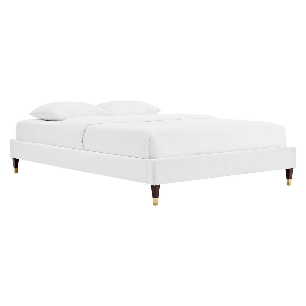 Harlow Performance Velvet King Platform Bed Frame - White