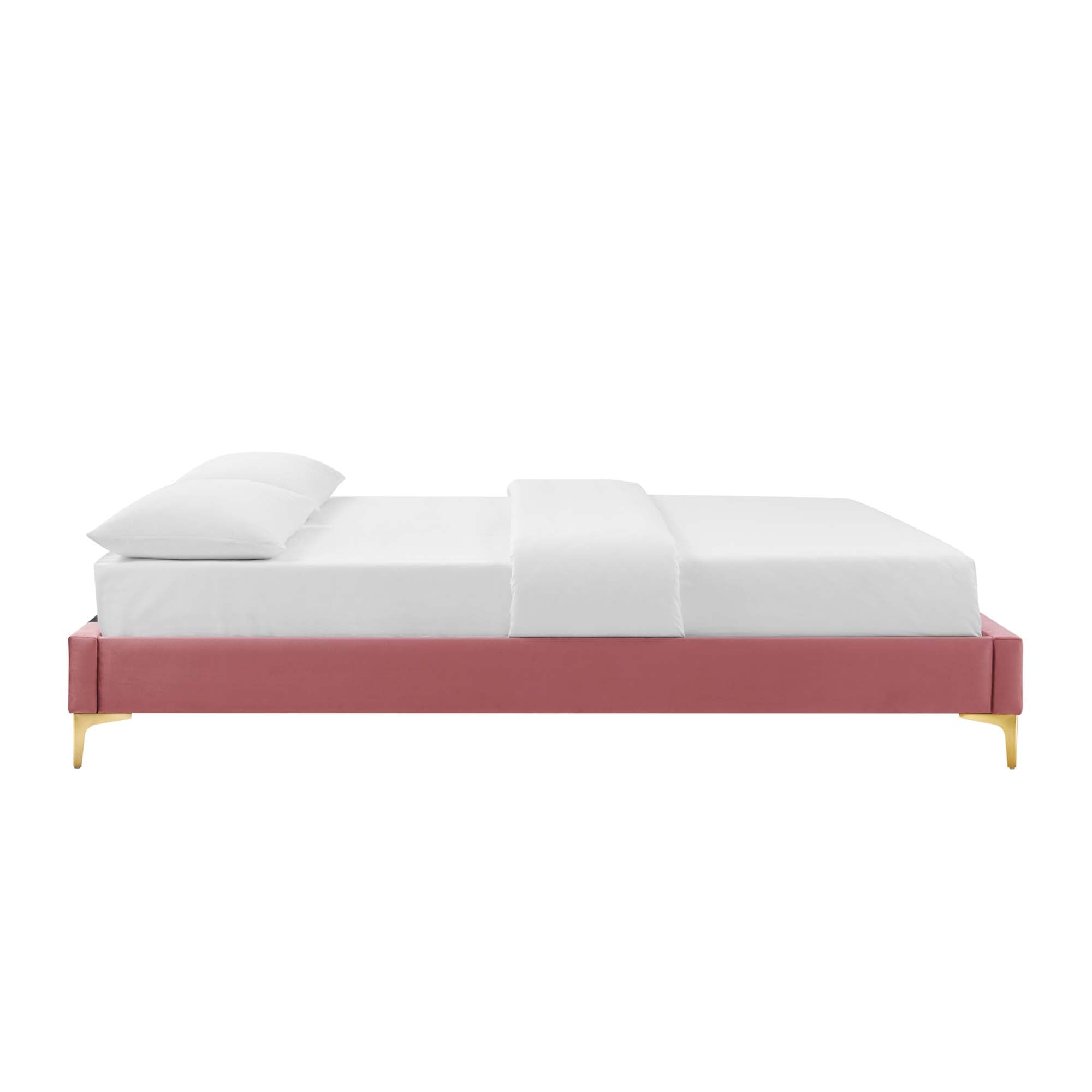 Sutton Performance Velvet Queen Bed Frame - Dusty Rose