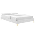 Sutton Performance Velvet Bed Frame - White — White Queen