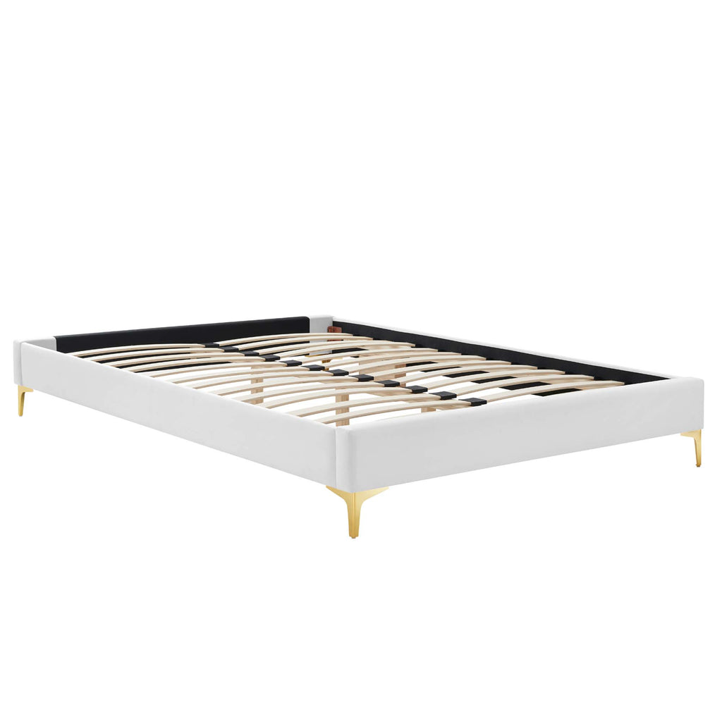Sutton Performance Velvet Queen Bed Frame - White