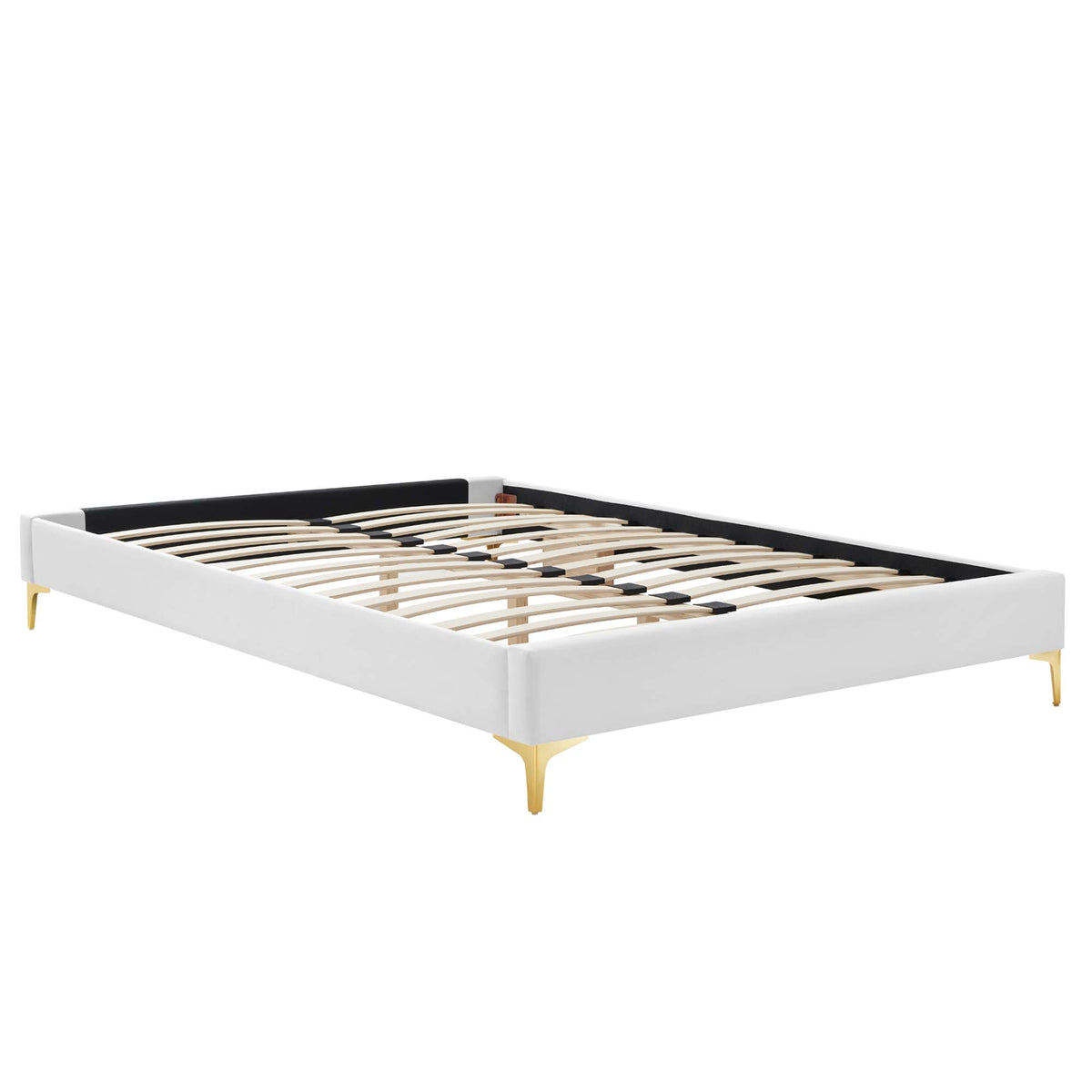 Sutton Performance Velvet Queen Bed Frame - White