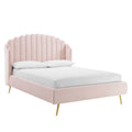 Lana Performance Velvet Queen Wingback Platform Bed - Pink