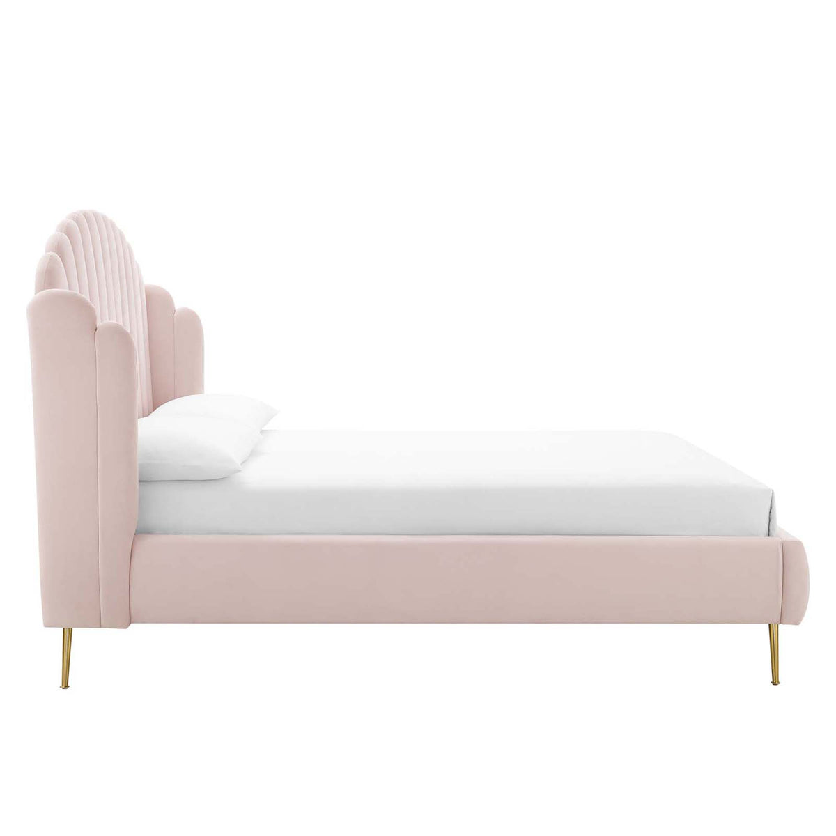 Lana Performance Velvet Queen Wingback Platform Bed - Pink