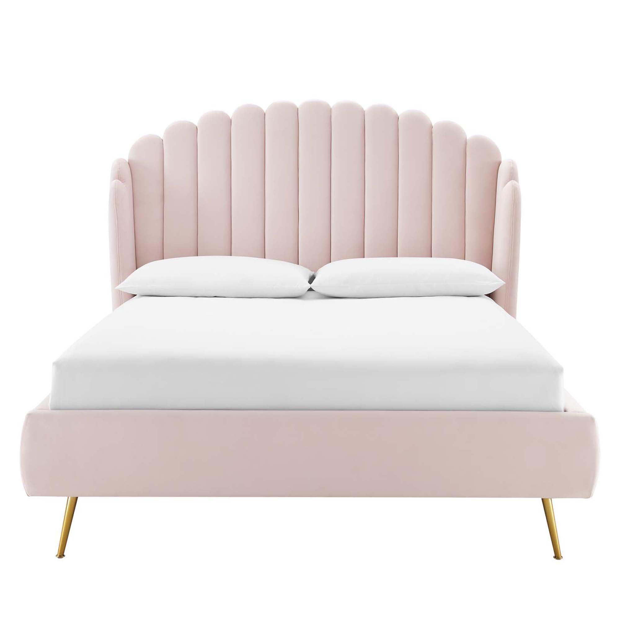 Lana Performance Velvet Queen Wingback Platform Bed - Pink