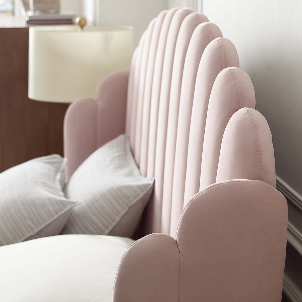Lana Performance Velvet Queen Wingback Platform Bed - Pink