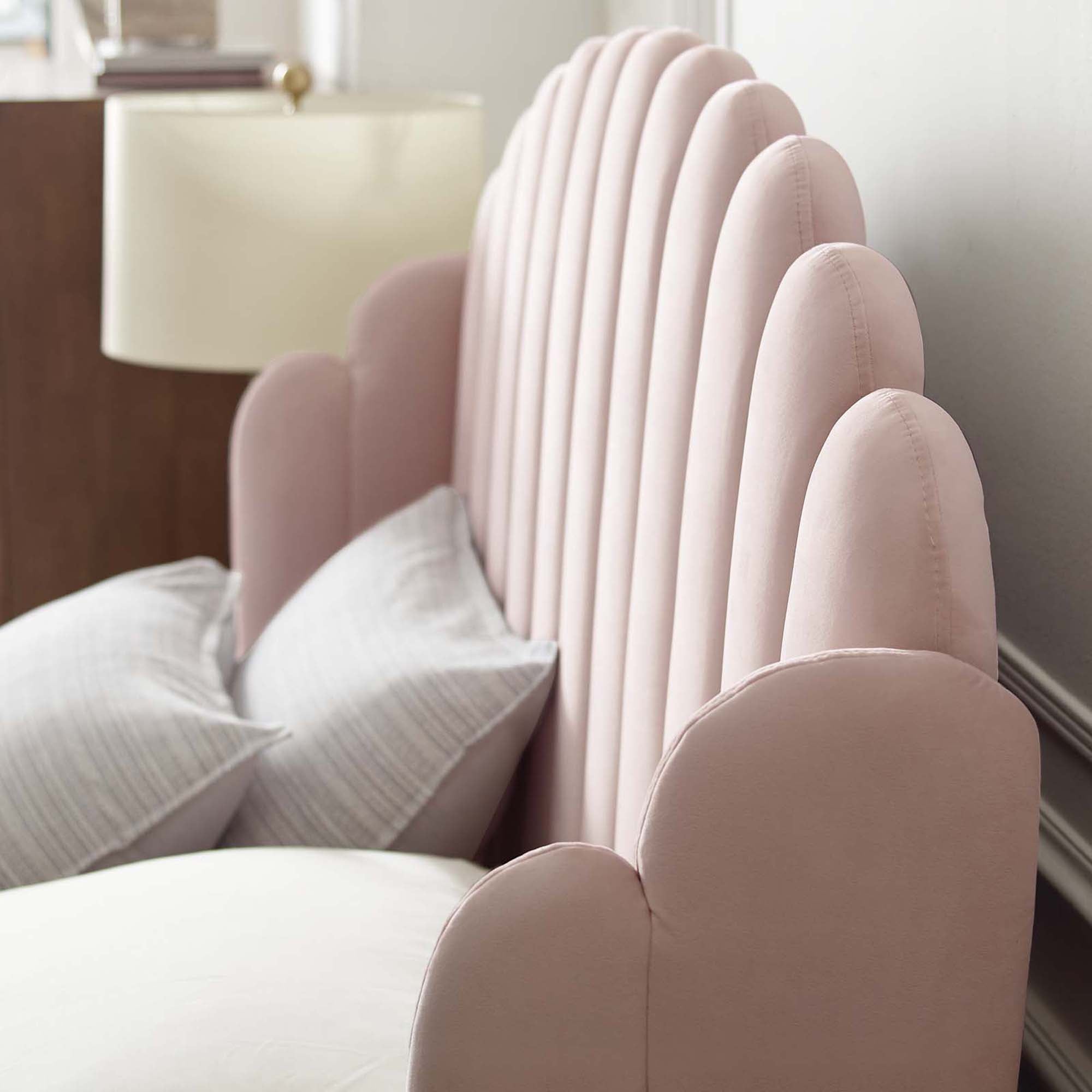 Lana Performance Velvet Queen Wingback Platform Bed - Pink