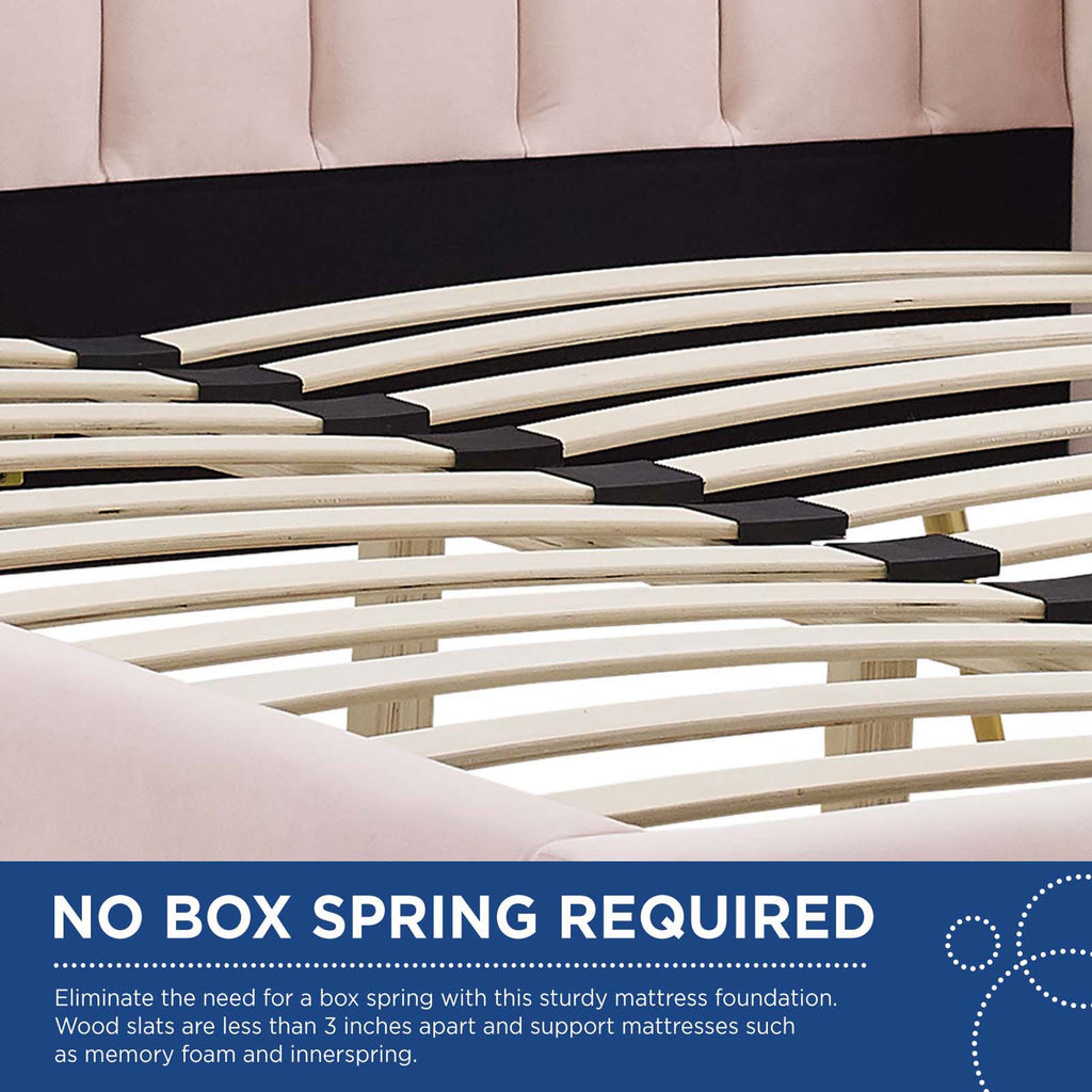 Lana Performance Velvet Queen Wingback Platform Bed - Pink