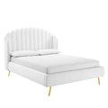 Lana Performance Velvet Queen Wingback Platform Bed - White