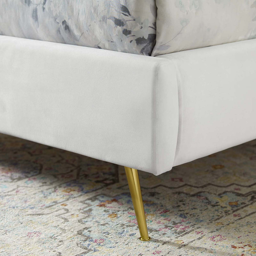 Lana Performance Velvet Queen Wingback Platform Bed - White