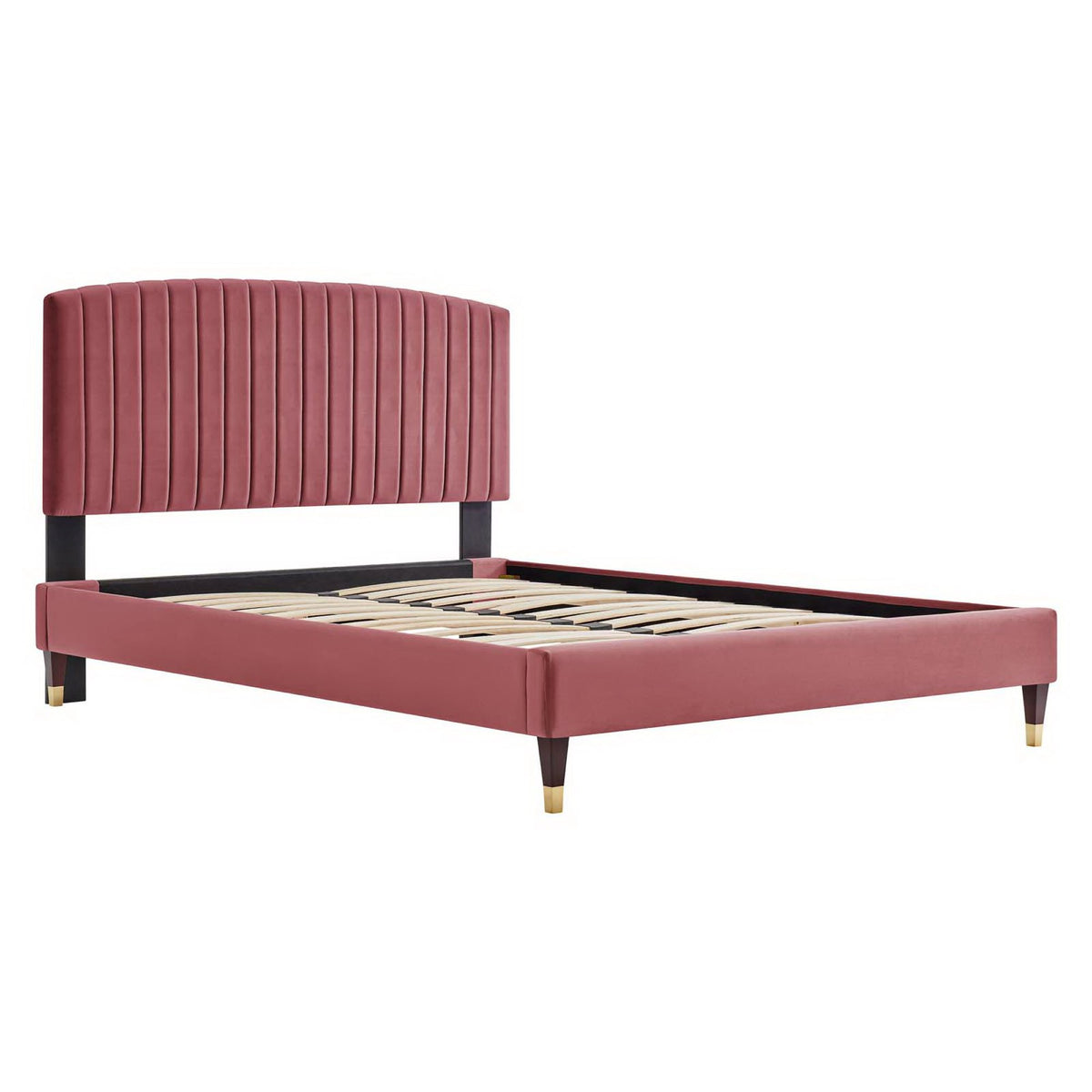 Alessi Performance Velvet Queen Platform Bed - Dusty Rose