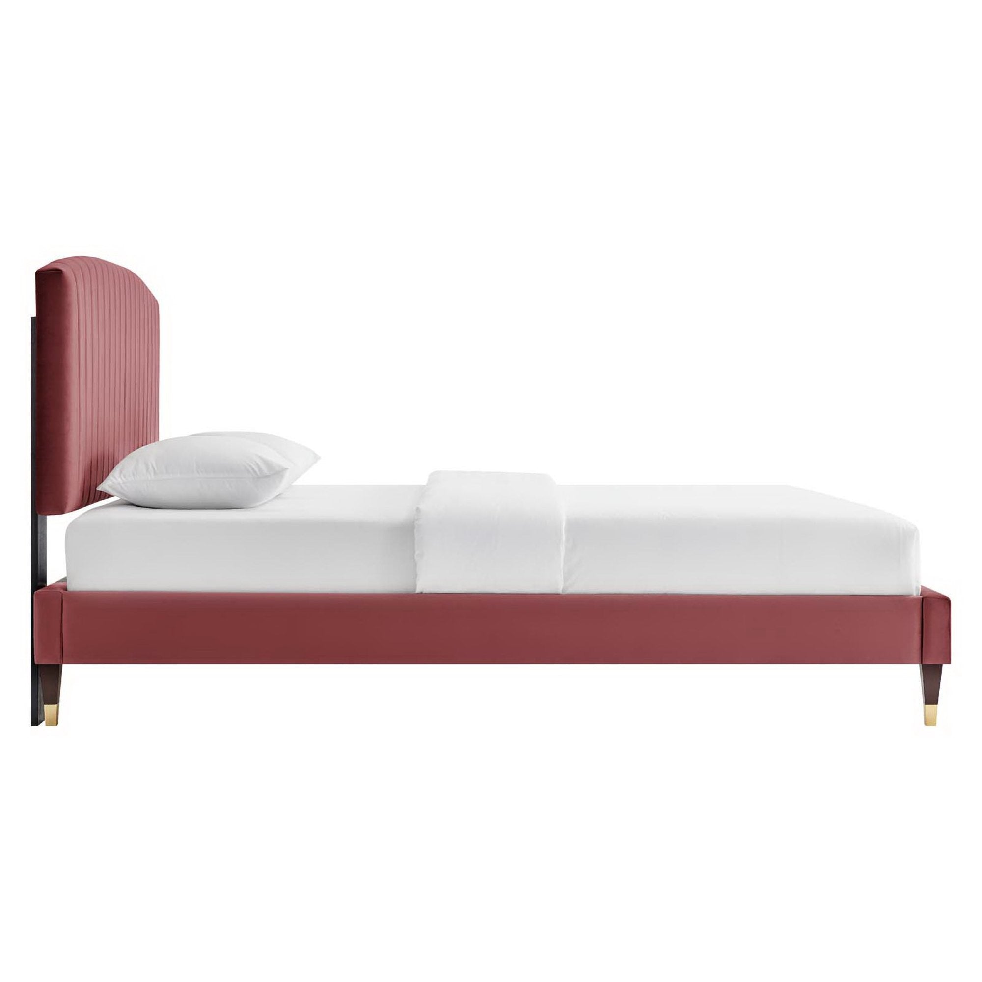 Alessi Performance Velvet Queen Platform Bed - Dusty Rose