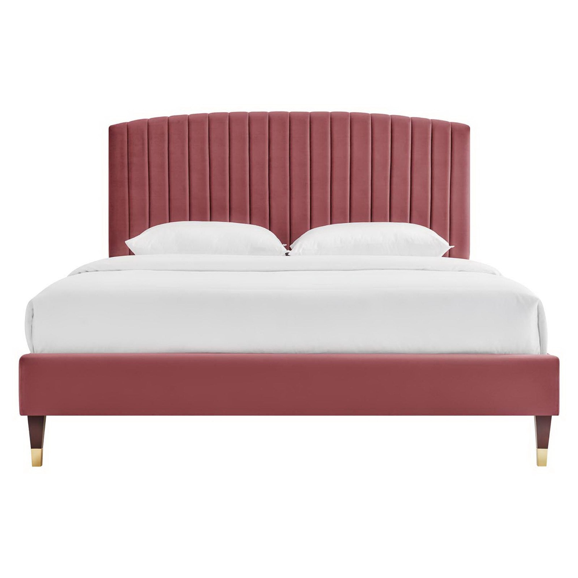 Alessi Performance Velvet Queen Platform Bed - Dusty Rose