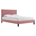 Roxanne Tapered Wood Leg Performance Velvet Queen Platform Bed - Dusty Rose