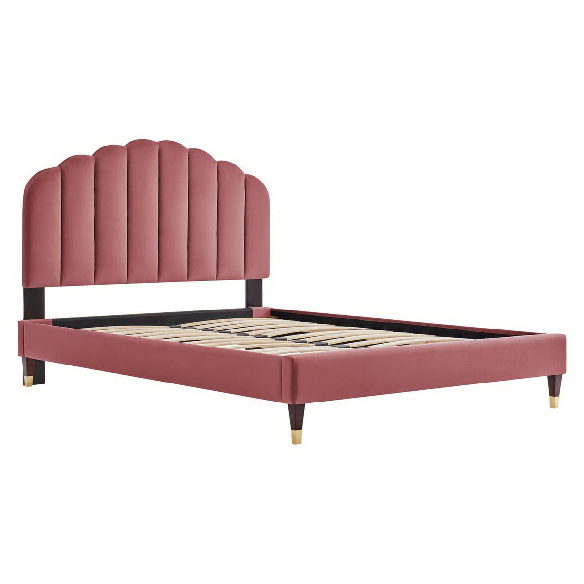 Daisy Performance Velvet Queen Platform Bed - Dusty Rose