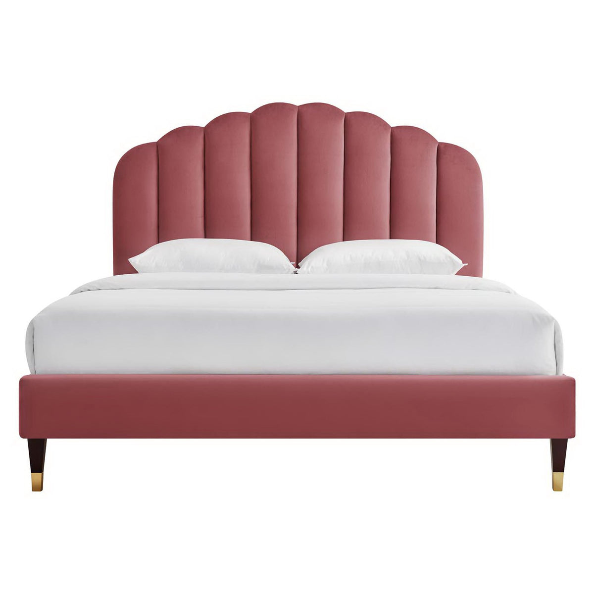 Daisy Performance Velvet Queen Platform Bed - Dusty Rose